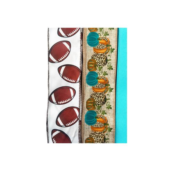 Fall Wreath Bundle Kit - Leopard, Football, Pumpkin Sign & Ribbon Set - Picture 4 of 5